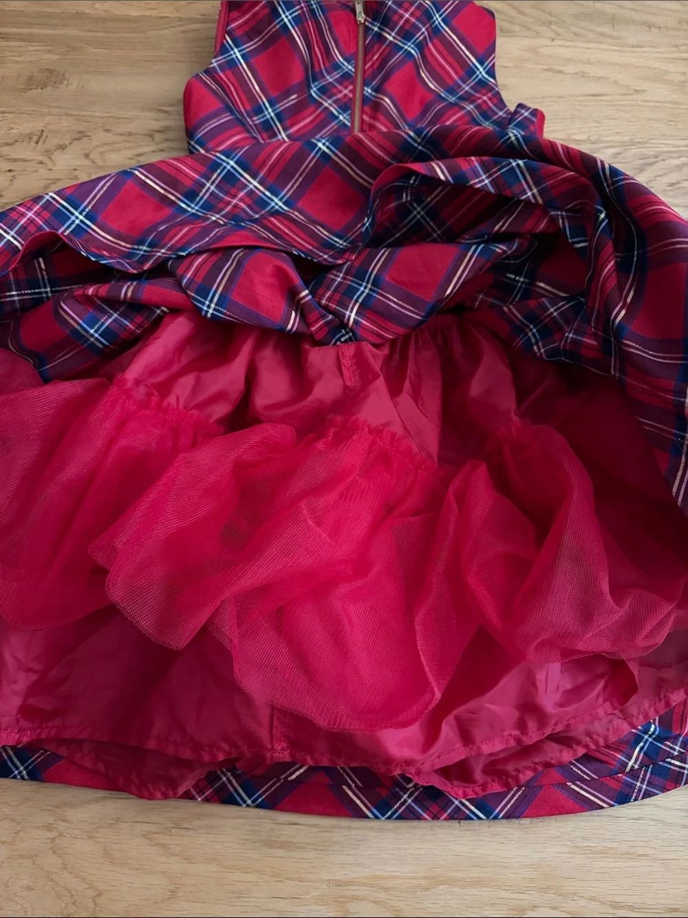 NWOT - 8T - American Girl - Red Plaid Party Dress with Black Waistband